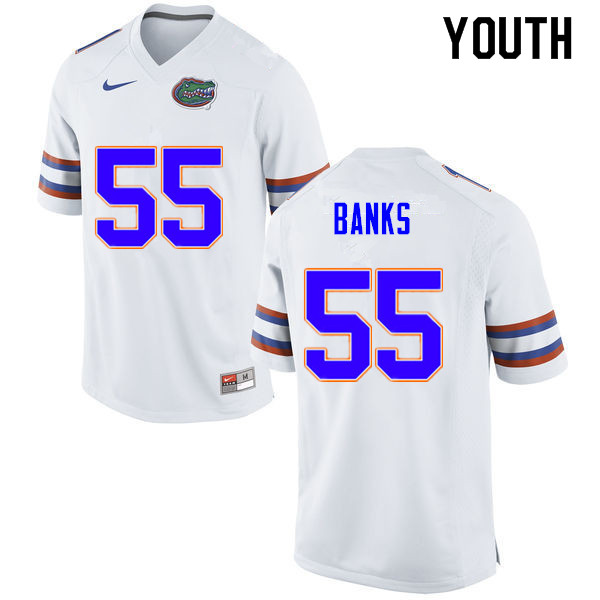 Youth #55 Noah Banks Florida Gators College Football Jerseys Sale-White - Click Image to Close